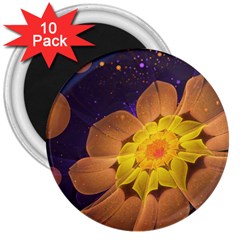 Beautiful Violet & Peach Primrose Fractal Flowers 3  Magnets (10 Pack)  by jayaprime