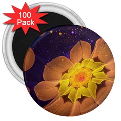 Beautiful Violet & Peach Primrose Fractal Flowers 3  Magnets (100 Pack) by jayaprime