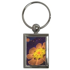 Beautiful Violet & Peach Primrose Fractal Flowers Key Chains (rectangle)  by jayaprime