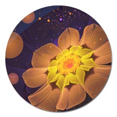 Beautiful Violet & Peach Primrose Fractal Flowers Magnet 5  (round) by jayaprime