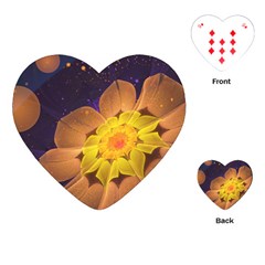 Beautiful Violet & Peach Primrose Fractal Flowers Playing Cards (heart)  by jayaprime