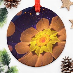 Beautiful Violet & Peach Primrose Fractal Flowers Round Ornament (two Sides)