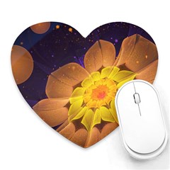 Beautiful Violet & Peach Primrose Fractal Flowers Heart Mousepads by jayaprime