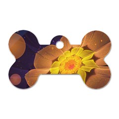 Beautiful Violet & Peach Primrose Fractal Flowers Dog Tag Bone (two Sides) by jayaprime