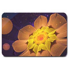 Beautiful Violet & Peach Primrose Fractal Flowers Large Doormat  by jayaprime