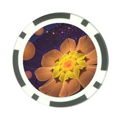 Beautiful Violet & Peach Primrose Fractal Flowers Poker Chip Card Guard by jayaprime