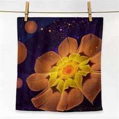 Beautiful Violet & Peach Primrose Fractal Flowers Face Towel by jayaprime