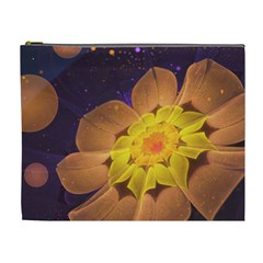 Beautiful Violet & Peach Primrose Fractal Flowers Cosmetic Bag (xl) by jayaprime