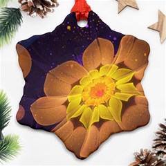 Beautiful Violet & Peach Primrose Fractal Flowers Ornament (snowflake) by jayaprime