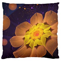 Beautiful Violet & Peach Primrose Fractal Flowers Large Cushion Case (two Sides) by jayaprime