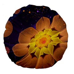 Beautiful Violet & Peach Primrose Fractal Flowers Large 18  Premium Round Cushions by jayaprime