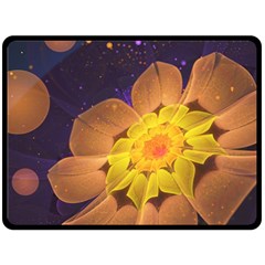 Beautiful Violet & Peach Primrose Fractal Flowers Double Sided Fleece Blanket (large)  by jayaprime