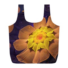 Beautiful Violet & Peach Primrose Fractal Flowers Full Print Recycle Bags (l)  by jayaprime