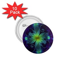 Blue And Green Fractal Flower Of A Stargazer Lily 1 75  Buttons (10 Pack) by jayaprime