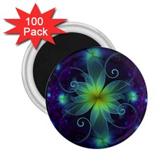 Blue And Green Fractal Flower Of A Stargazer Lily 2 25  Magnets (100 Pack)  by jayaprime