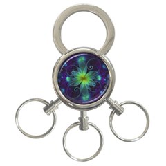 Blue And Green Fractal Flower Of A Stargazer Lily 3-ring Key Chains by jayaprime