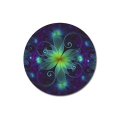 Blue And Green Fractal Flower Of A Stargazer Lily Magnet 3  (round) by jayaprime