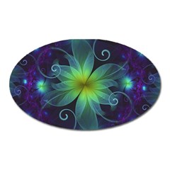 Blue And Green Fractal Flower Of A Stargazer Lily Oval Magnet by jayaprime