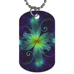 Blue And Green Fractal Flower Of A Stargazer Lily Dog Tag (two Sides) by jayaprime