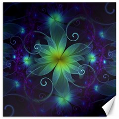 Blue And Green Fractal Flower Of A Stargazer Lily Canvas 16  X 16   by jayaprime