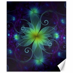 Blue And Green Fractal Flower Of A Stargazer Lily Canvas 20  X 24   by jayaprime