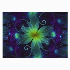 Blue And Green Fractal Flower Of A Stargazer Lily Large Glasses Cloth (2-side) by jayaprime