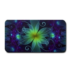 Blue And Green Fractal Flower Of A Stargazer Lily Medium Bar Mats by jayaprime