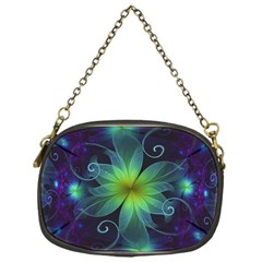 Blue And Green Fractal Flower Of A Stargazer Lily Chain Purses (one Side)  by jayaprime