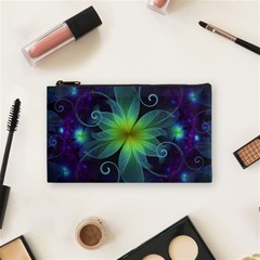 Blue And Green Fractal Flower Of A Stargazer Lily Cosmetic Bag (small)  by jayaprime