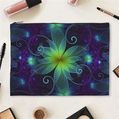 Blue And Green Fractal Flower Of A Stargazer Lily Cosmetic Bag (xl) by jayaprime