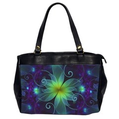 Blue And Green Fractal Flower Of A Stargazer Lily Office Handbags (2 Sides)  by jayaprime