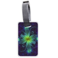 Blue And Green Fractal Flower Of A Stargazer Lily Luggage Tags (one Side)  by jayaprime