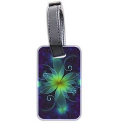 Blue And Green Fractal Flower Of A Stargazer Lily Luggage Tags (two Sides) by jayaprime