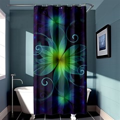 Blue And Green Fractal Flower Of A Stargazer Lily Shower Curtain 36  X 72  (stall)  by jayaprime