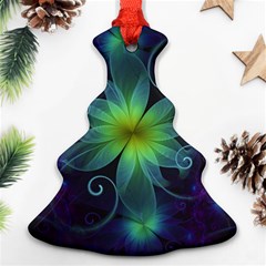 Blue And Green Fractal Flower Of A Stargazer Lily Ornament (christmas Tree)  by jayaprime