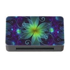 Blue And Green Fractal Flower Of A Stargazer Lily Memory Card Reader With Cf by jayaprime