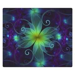 Blue And Green Fractal Flower Of A Stargazer Lily Double Sided Flano Blanket (small)  by jayaprime