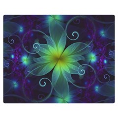 Blue And Green Fractal Flower Of A Stargazer Lily Double Sided Flano Blanket (medium)  by jayaprime