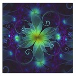 Blue and Green Fractal Flower of a Stargazer Lily Large Satin Scarf (Square) Front