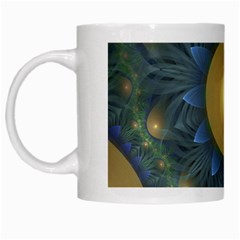 Beautiful Orange & Blue Fractal Sunflower Of Egypt White Mugs by jayaprime