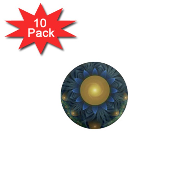 Beautiful Orange & Blue Fractal Sunflower of Egypt 1  Mini Magnet (10 pack) 