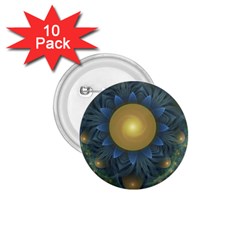 Beautiful Orange & Blue Fractal Sunflower Of Egypt 1 75  Buttons (10 Pack) by jayaprime