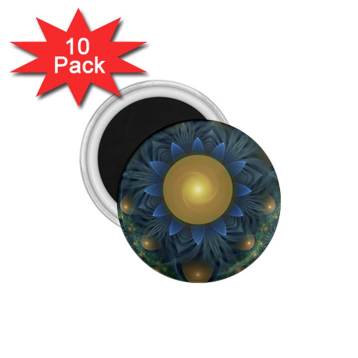 Beautiful Orange & Blue Fractal Sunflower of Egypt 1.75  Magnets (10 pack) 