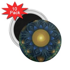 Beautiful Orange & Blue Fractal Sunflower Of Egypt 2 25  Magnets (10 Pack)  by jayaprime