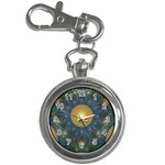 Beautiful Orange & Blue Fractal Sunflower of Egypt Key Chain Watches Front