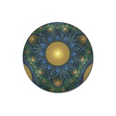 Beautiful Orange & Blue Fractal Sunflower Of Egypt Magnet 3  (round) by jayaprime