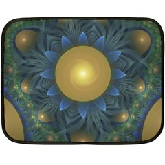 Beautiful Orange & Blue Fractal Sunflower Of Egypt Double Sided Fleece Blanket (mini)  by jayaprime