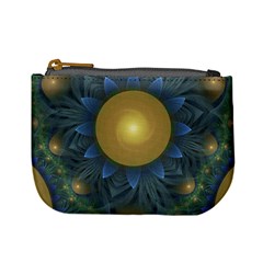 Beautiful Orange & Blue Fractal Sunflower Of Egypt Mini Coin Purses by jayaprime