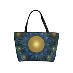 Beautiful Orange & Blue Fractal Sunflower Of Egypt Shoulder Handbags by jayaprime