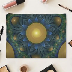 Beautiful Orange & Blue Fractal Sunflower Of Egypt Cosmetic Bag (xl) by jayaprime